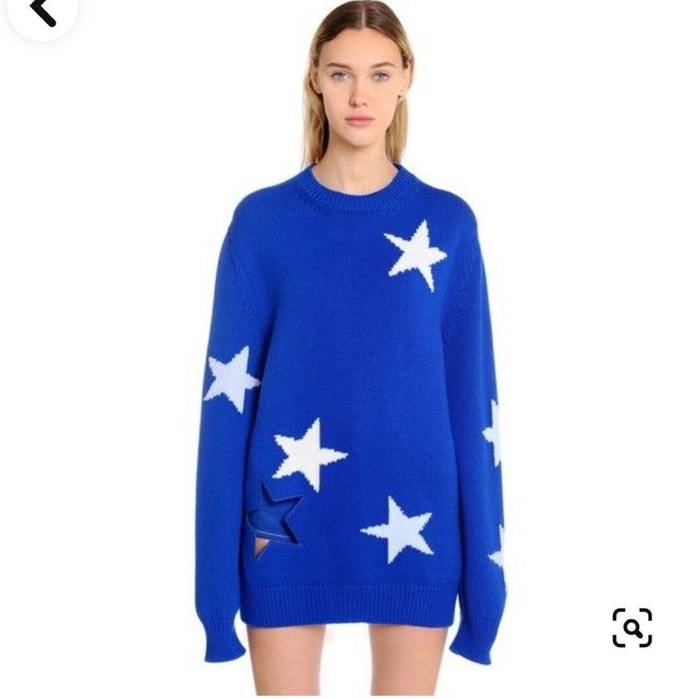 RARE Givenchy Oversized Stars Intarsia Graphic Sweater Blue White Small